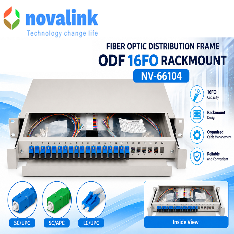 Hộp phối quang ODF 16FO Rackmount Novalink NV-66104 , Giải ph&aacute;p quản l&yacute; kết nối c&aacute;p quan